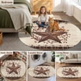 thumbnail image 5 of Texas Star Vintage Round Area Rug 3.3Ft Washable Circle Rugs for Dining Room Table, Brown Retro Art Red Berry Farmhouse Non-Slip Carpet Floor Mats Indoor Outdoor Carpet Runner Aesthetic Home Decor, 5 of 8