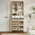 thumbnail image 3 of PORKISS Shoe Cabinet, Wood Tall Shoe Rack with Door and Hanger, Entryway Shoe Rack with 3 Doors and 2 Drawers, Freestanding Shoe Organizer Large Space for Storage, Oak & White, 3 of 6