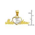 thumbnail image 2 of Wellingsale 14K Two 2 Tone White and Yellow Gold Polished Diamond Cut Ornate Sweet 15 Charm Pendant, 2 of 4