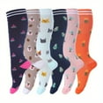 thumbnail image 6 of 6 Pairs Graduated Compression Socks for Women & Men - Knee High, Supportive & Comfortable, Playful Animal Patterns, Ideal for Work, Maternity, and Travel, Maternity Socks | Cute Socks | Textur, 6 of 9