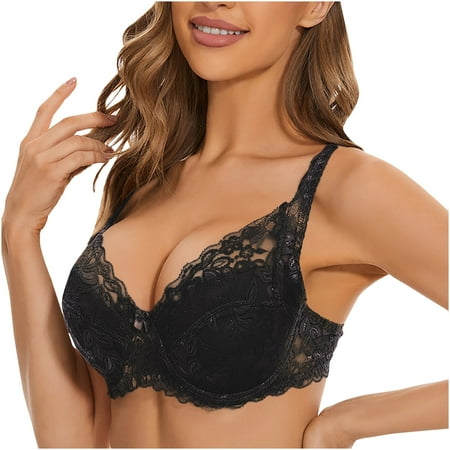 Brondbend Strapless Bra for Big Bust Push Up Bustier Wireless Molded Cup Lace Middle-Aged and Elderly Plus Size Deep Cup Liftup Everyday Bras Trendy Bralette for Casual Clearance Sale Black 80
