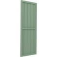 thumbnail image 2 of Ekena Millwork 17 1/2"W x 39"H Americraft Five Board Exterior Real Wood Two Equal Panel Framed Board-n-Batten Shutters (Per Pair), Track Green, 2 of 9