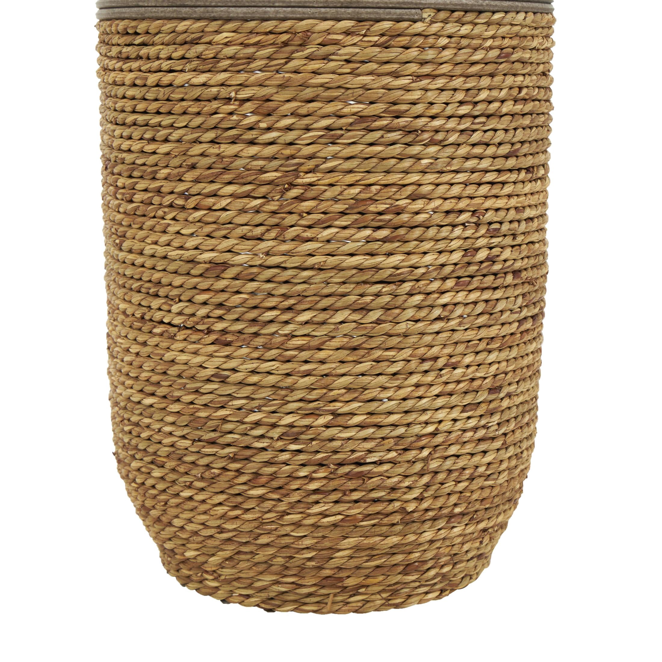 DecMode 32" Handmade Ribbed Brown Seagrass Vase with Coiled Seagrass Base