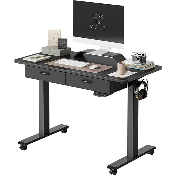 FEZIBO Adjustable Height Electric Standing Desk with Double Drawers