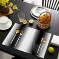 thumbnail image 3 of White Black Placemats Set of 6, Modern Gradient Vertical Stripes Geometric Placemats for Dining Table, Place Mats for Kitchen Tabletop, Waterproof Wipeable Dining Table Mats Set, 3 of 9