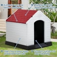 thumbnail image 3 of Extra Large Dog House for Large Medium Dogs 41x37.4x39 inch Plastic Water Resistant Dog Houses with Hight Base Support for Winter Tough Durable House with Air Vents Elevated Floor, Red, 3 of 7