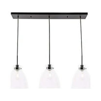 Frey 3 light Black and Clear glass pendant