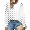 thumbnail image 4 of Lmnyox Ruffle Long Sleeve Shirt for Women Trendy Crew Neck Print Tunic Tops Fashion Casual Blouses Outfits, 4 of 6