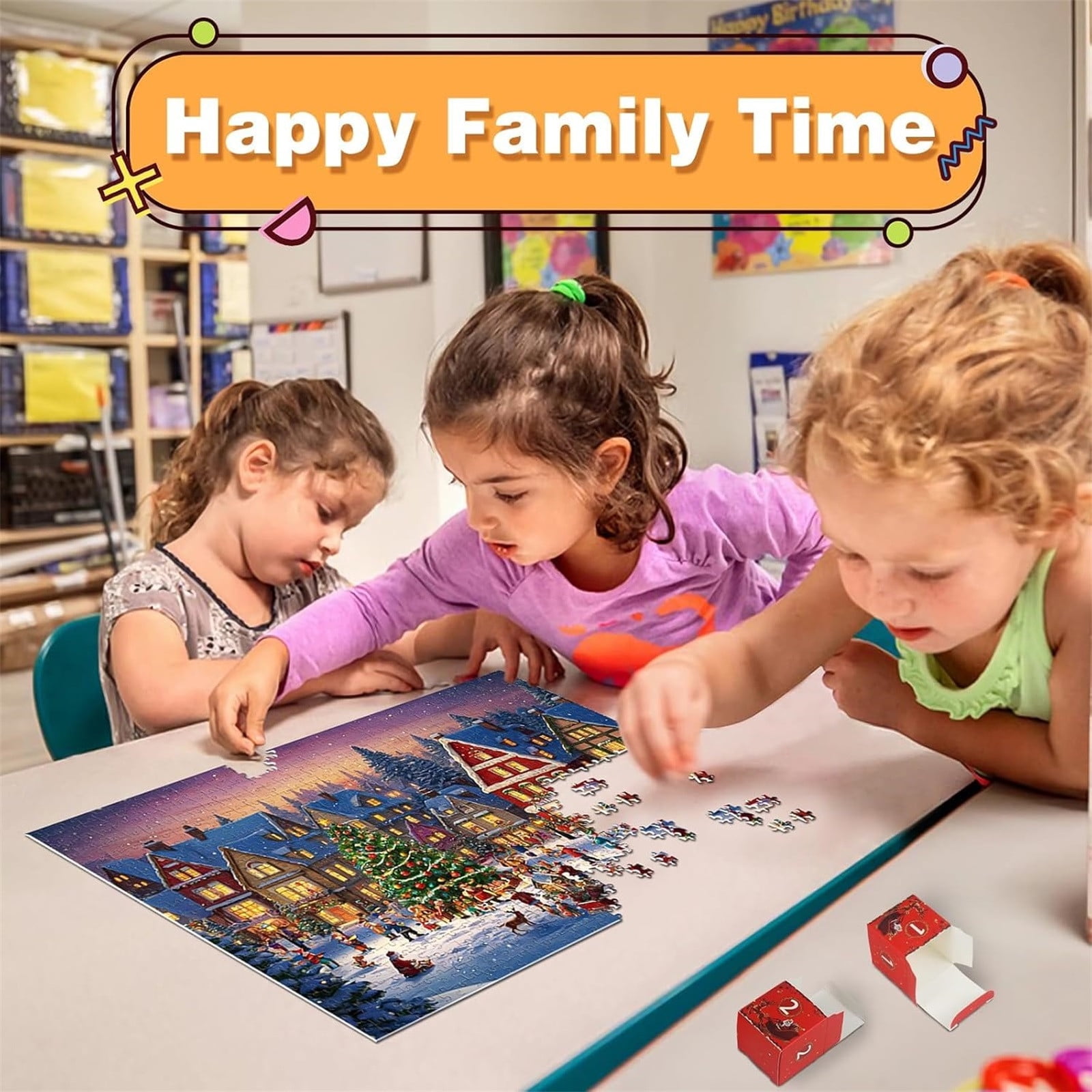 Advent Calendar 2025 Christmas Puzzles, Puzzle for Adults 24 Days of Christmas Countdown Jigsaw Puzzles Family Calendar Gitfs for Christmas Stocking Stuffer Home Decoration