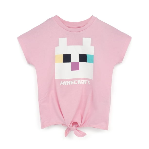 Minecraft Kitty Front Tie Girl's Pink TShirt, Sizes 514