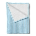 thumbnail image 2 of Pinstripe Soft Flannel Fleece Throw Blanket, Narrow and Wide Crooked Lines Uneven Strikes on Blue Backdrop, Cozy Plush for Indoor and Outdoor Use, 60" x 80", Pale Azure Blue, by Ambesonne, 2 of 5