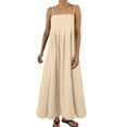 thumbnail image 1 of Vestido largo sin mangas de verano con tirantes finos y ribetes en contraste para mujer, 1 of 6