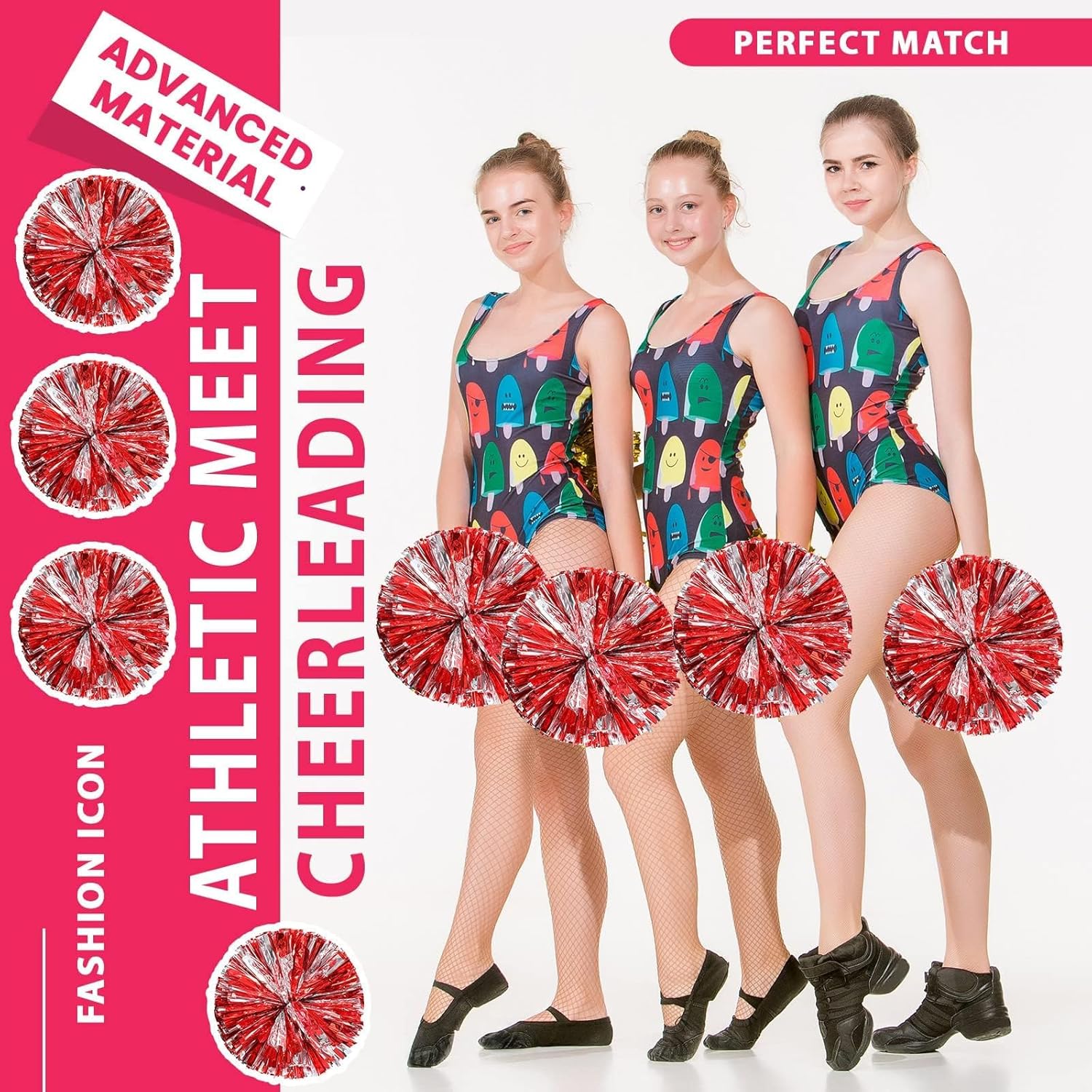 Zhangyh Pom Poms Cheerleading,Fluffy Cheerleader Pompoms with Finger Friendly Ring,Metallic Pom Poms Cheerleading for Celebration (Blue, 4 Pack)