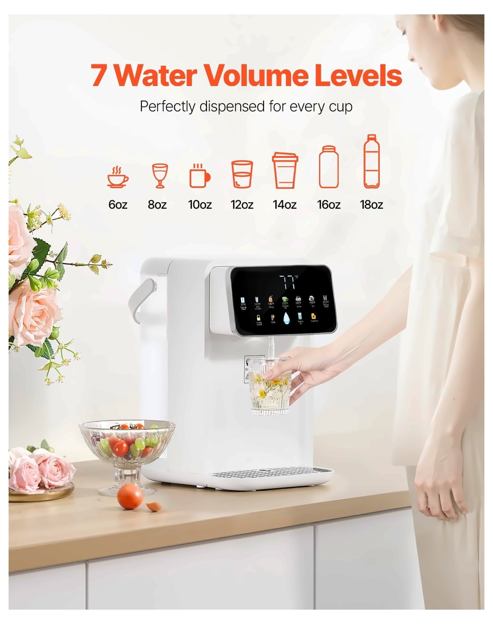 Instant Hot Water Dispenser, Countertop Electric Kettle 7 Temp 7 Volume, 118oz Tank for Tea, Coffee, Baby Formula