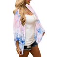 thumbnail image 4 of Trendfront Womens Tie Dye Kimono Cardigan Short Sleeve Open Front Lightweight Loose Fit Casual Summer Beach Vacation Layering Cover Up, 4 of 9