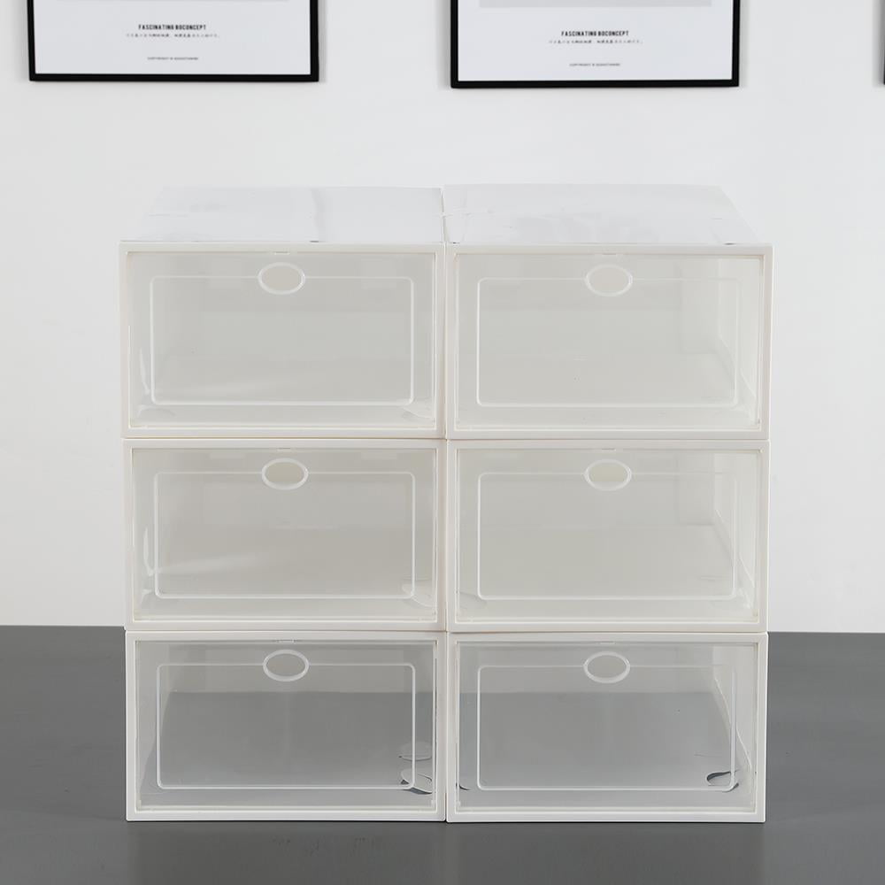 Ktaxon Shoe Storage Boxes 24 Pack Clear Plastic Stackable - White