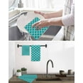 thumbnail image 6 of Teal Morocco Kitchen Dish Towels for Drying Dishes Set of 2, Ethnic Boho Minimalist Abstract Geometric Waffle Weave Microfiber Terry Hand Tea Bathroom Towels Quick Dry & Absorbent Towel 15.7x23.6, 6 of 7