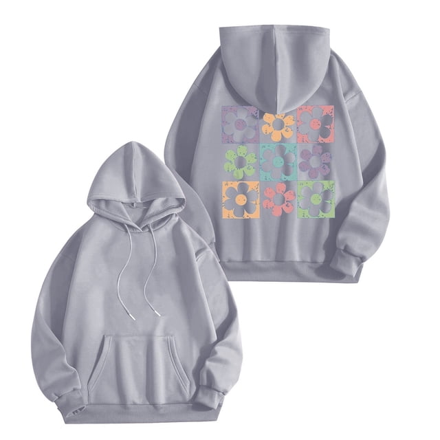 Chandail à Capuche Imprimé Floral pour Femmes Confortable Décontracté Chandail à la Mode Automne Hiver Design Lettre Doux Chaud Confortable