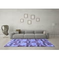 thumbnail image 3 of Ahgly Company Machine Washable Indoor Round Abstract Blue Modern Area Rugs, 6' Round, 3 of 4