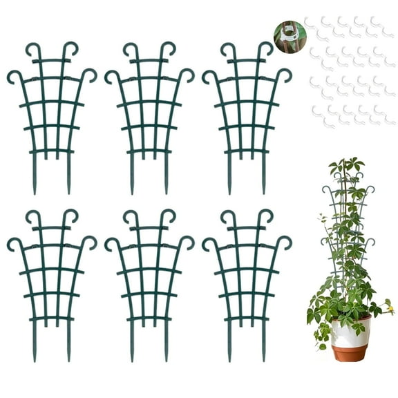 Plant Trellis for Potted Plants, 6pc Stackable Plastic Garden Trellis Support for Climbing Vines, Hoya, Pothos, Houseplants  Small Trellis for Climbing Plants Indoor, Plant Trellis Outdoor  with 20Pc