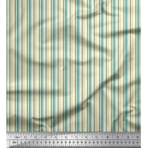 Soimoi Yellow Poly Georgette Fabric Colorful Vertical Stripe Print Fabric by Yard 42 Inch Wide