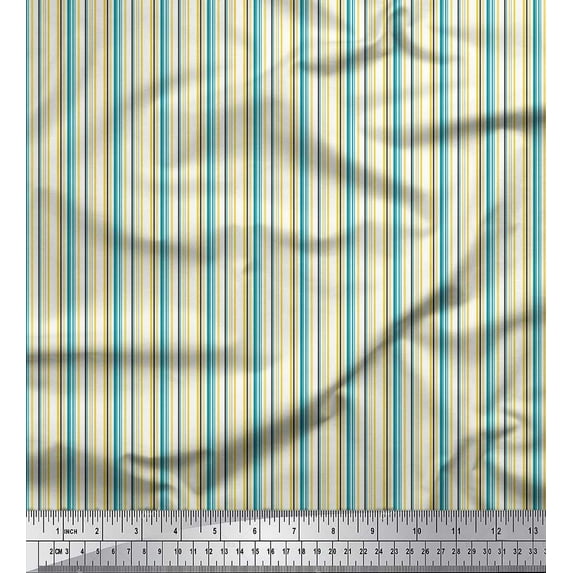 Soimoi Yellow Poly Georgette Fabric Colorful Vertical Stripe Print Fabric by Yard 42 Inch Wide