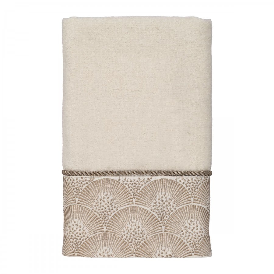 Deco Shell Embroidered Hand Towel Ivory