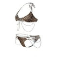 thumbnail image 4 of Women Two Piece Bikini Set Zebra Leopard Print Low Cut Sleeveless Bra + Triangle Crotch Panties With Metal Chain, 4 of 6