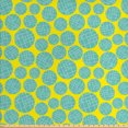 thumbnail image 1 of Geometric Fabric by the Yard, Contemporary Art Pattern with Squared Ornamental Modern Rounds Print, Decorative Upholstery Fabric for Sofas and Home Accents, Yellow and Seafoam by Ambesonne, 1 of 4