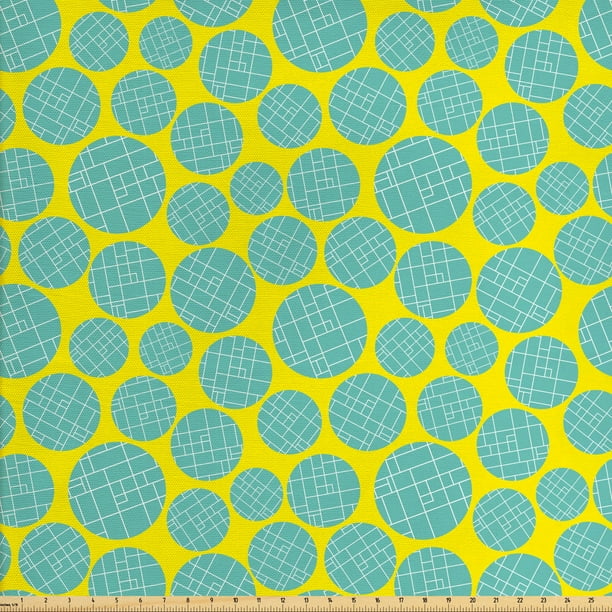 Geometric Fabric by the Yard, Contemporary Art Pattern with Squared