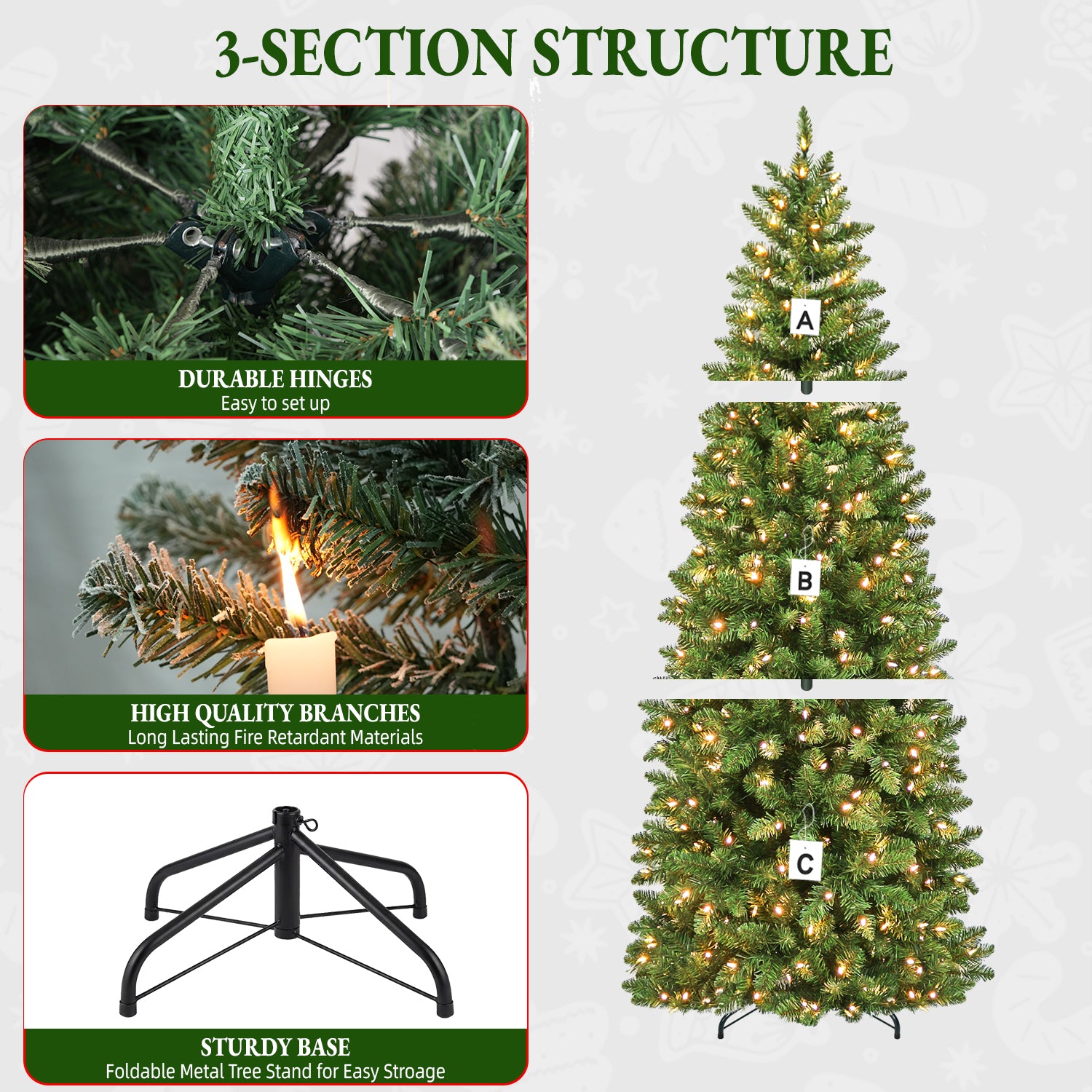 Vivatrees 7.5ft Slim Pre-Lit Artificial Christmas Tree photo 4