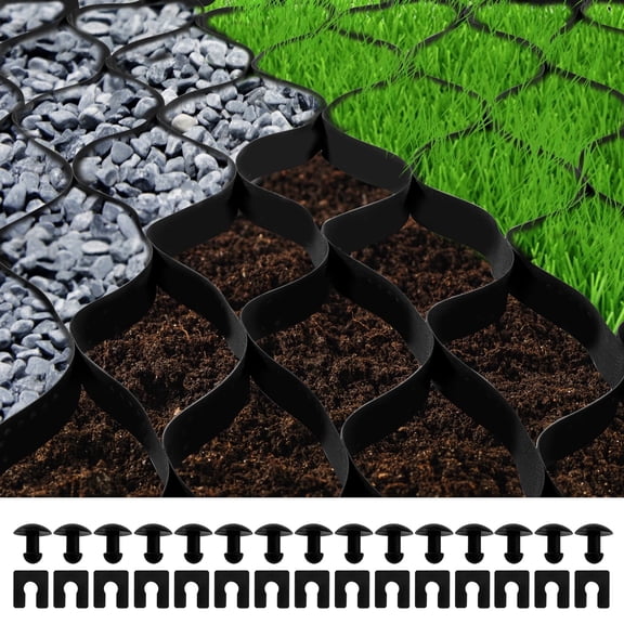 VEVOR Ground Grid, 1885 lbs per sq ft Load Geo Grid, 2" Depth Permeable Stabilization System for DIY Patio, Walkway, Shed Base, Light Vehicle Driveway