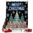 thumbnail image 2 of Gingerbread Christmas Shower Curtain, Xmas Tree Snowflake Black Waterproof Fabric Shower Curtains with 12 Hooks, Bathroom Curtain Set for Bathroom Accessories Decor, 54 x 78Inches, 2 of 9