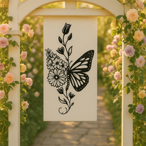 HELLOYOUNG 15.75 Inch  Large Butterfly & Flower Iron Art – Exquisite Carvings Butterfly Metal Wall Sculpture Elegant Design for Garden and Patio Outdoor Decor