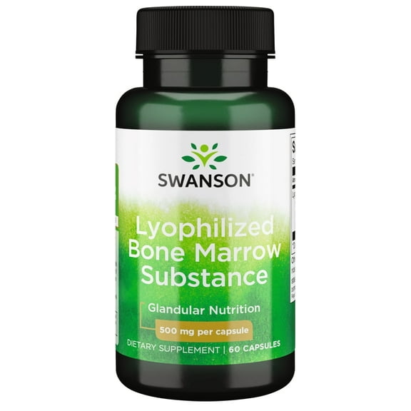 Swanson Raw Lyophilized Bone Marrow Substance 500 mg 60 Capsules