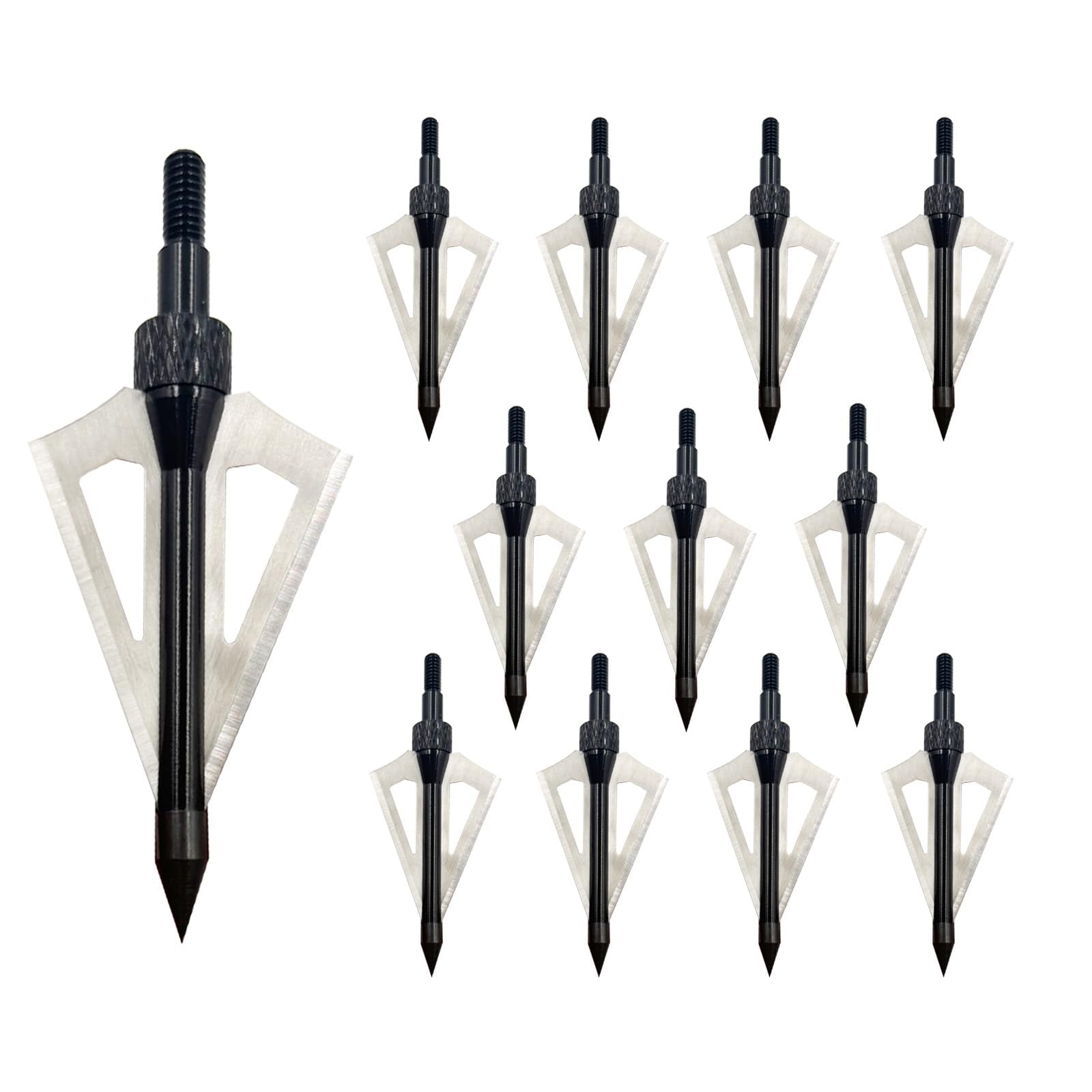 Hunting Broadheads 12PK 100 Grain 3 Blades Screw-in Arrow Tips Compatible with Compound Bow Recurve Bow & Crossbow Traditional Archery Arrow Heads with 1 PK Broadhead Storage Case