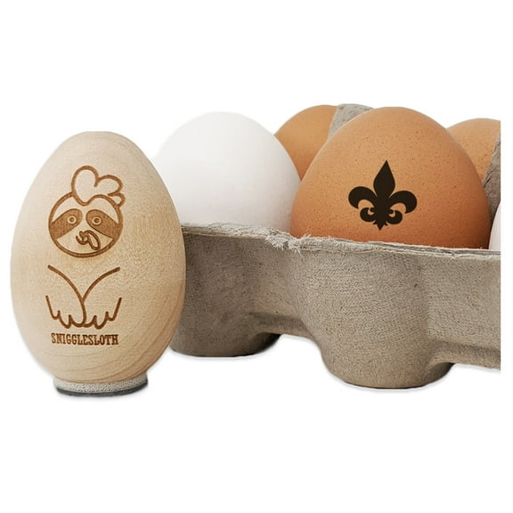 Fleur de Lis Solid Egg Chicken Rubber Stamp - Mini 1/2 Inch