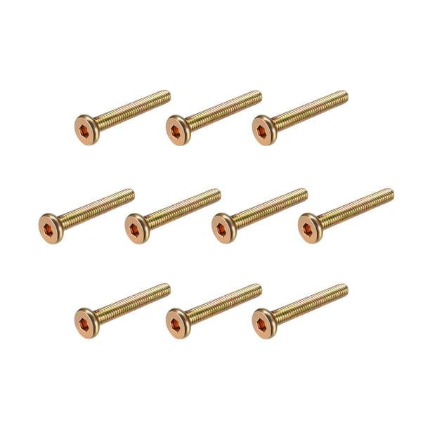 Tornillos de muebles M6x40mm con socket hexagonal, fijaciones galvanizadas, tornillos de rosca completa de acero al carbono, 20 Pcs