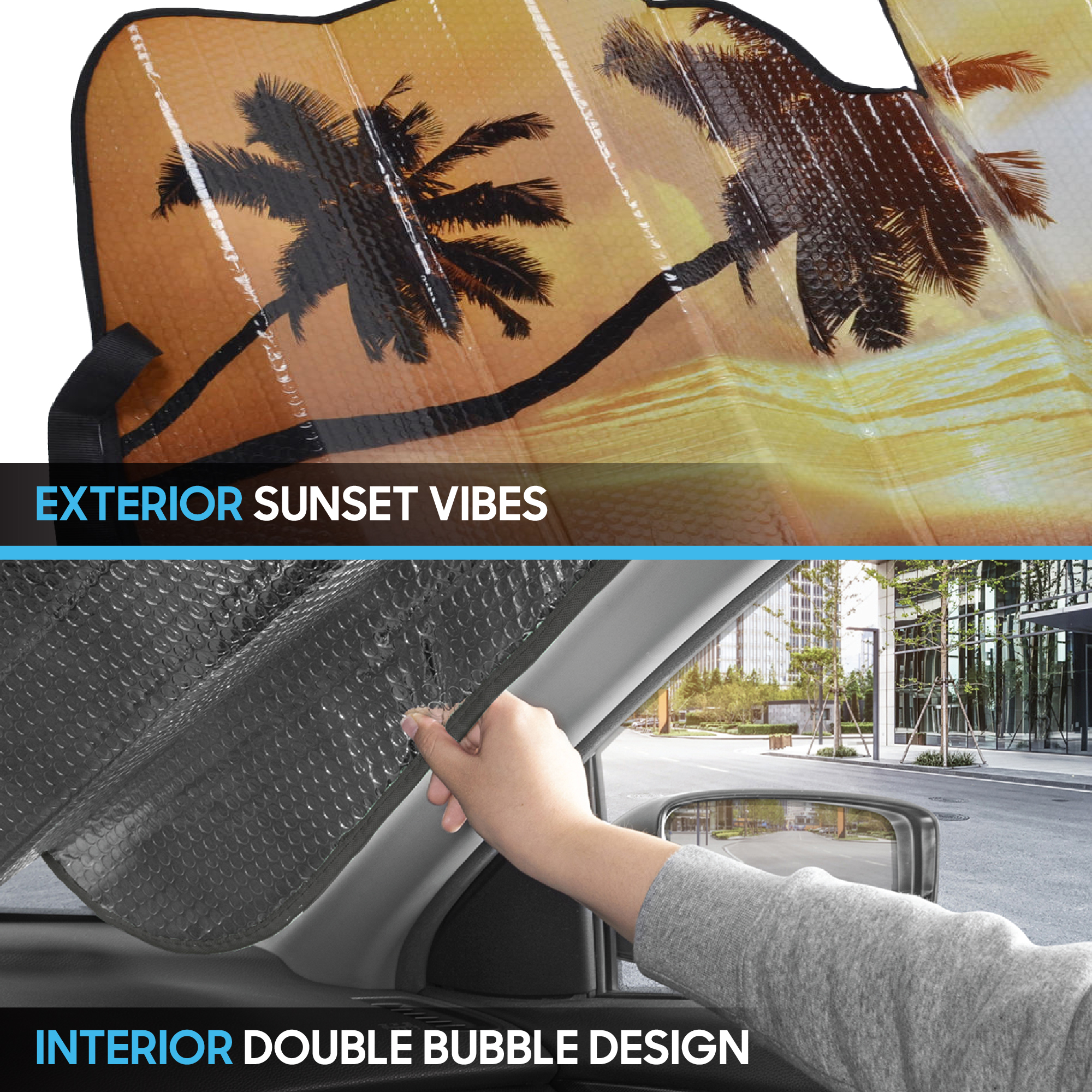 BDK Golden Sunset Windshield Sun Shade Accordion Fold photo 3