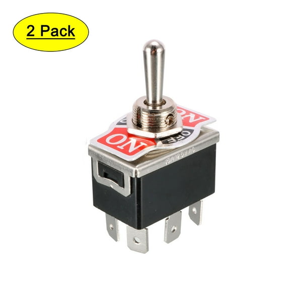 2pcs 250V/10A 125V/15A 6 Terminals ON/OFF/ON 3 Ways DPDT Toggle Switch