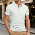 thumbnail image 2 of Men's Summer Ice Silk Mesh Short Sleeve Polo Shirt Breathable Knit Collar Casual,White,L, 2 of 4