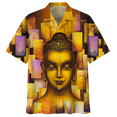 thumbnail image 4 of Camisa hawaiana de Buda para hombres y mujeres, blusa playera con estampado 3D de budismo, camisas de manga corta con solapa de gran tamaño y botones para verano, 4 of 5