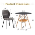 thumbnail image 3 of Hi loPres 5-Piece Round Dining Table Set, 31.5" Black Desk with Storage Basket, 4 Dark Gray Quilted PU Chairs for Small Apartment Nook, 3 of 10