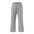 thumbnail image 3 of Men's Solid Color Cotton Pants - Mid Waist, Drawstring, Four Pockets, Regular Fit for Casual/Training, All Seasons, 3 of 4
