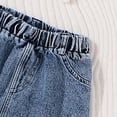 thumbnail image 4 of TOWED22 Kid Girls Clothes Outfits Cute Sweet Bowknot Print T-Shirt + Bowknot Print Denim Skirt Summer Clothing Set(Purple,6 Y), 4 of 7