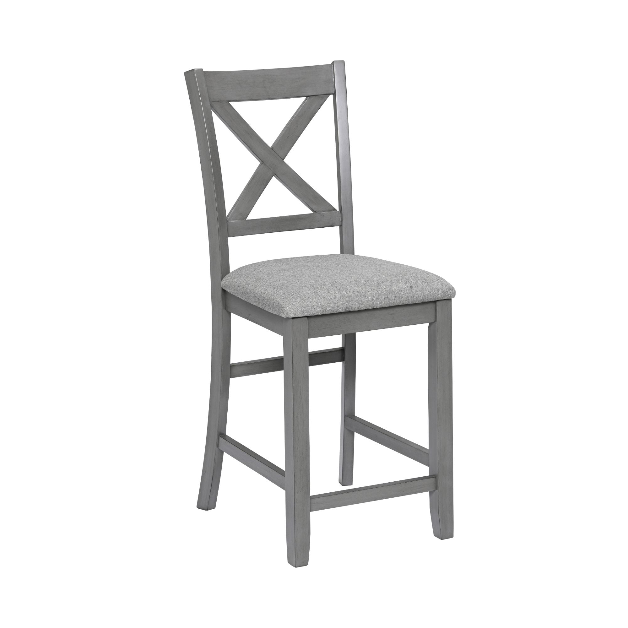 Noble House 40" Farmhouse Counter Height Bar Chairs with Padded Seat Set of 4, X-Shaped Backrest, Gray