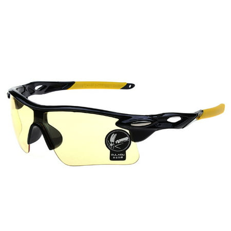 UV400 Sunglasses Men Outdoor Sports Cycling Goggles Bicycle Bike Riding Driving Fishing Running Eyewear Eyeglass - Yellow + Black