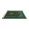 thumbnail image 2 of Ahgly Company Machine Washable Indoor Round Medallion Turquoise Blue Traditional Area Rugs, 4' Round, 2 of 4