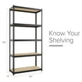 thumbnail image 4 of Space Solutions 1000 Riveted Metal Shelving 5-Shelf Unit 12D x 30W x 60H Black, 4 of 5