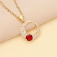thumbnail image 2 of DPTALR Ladies Diamond Love Necklace Double The Moon Pendant Clavicle Chain Necklace, 2 of 3